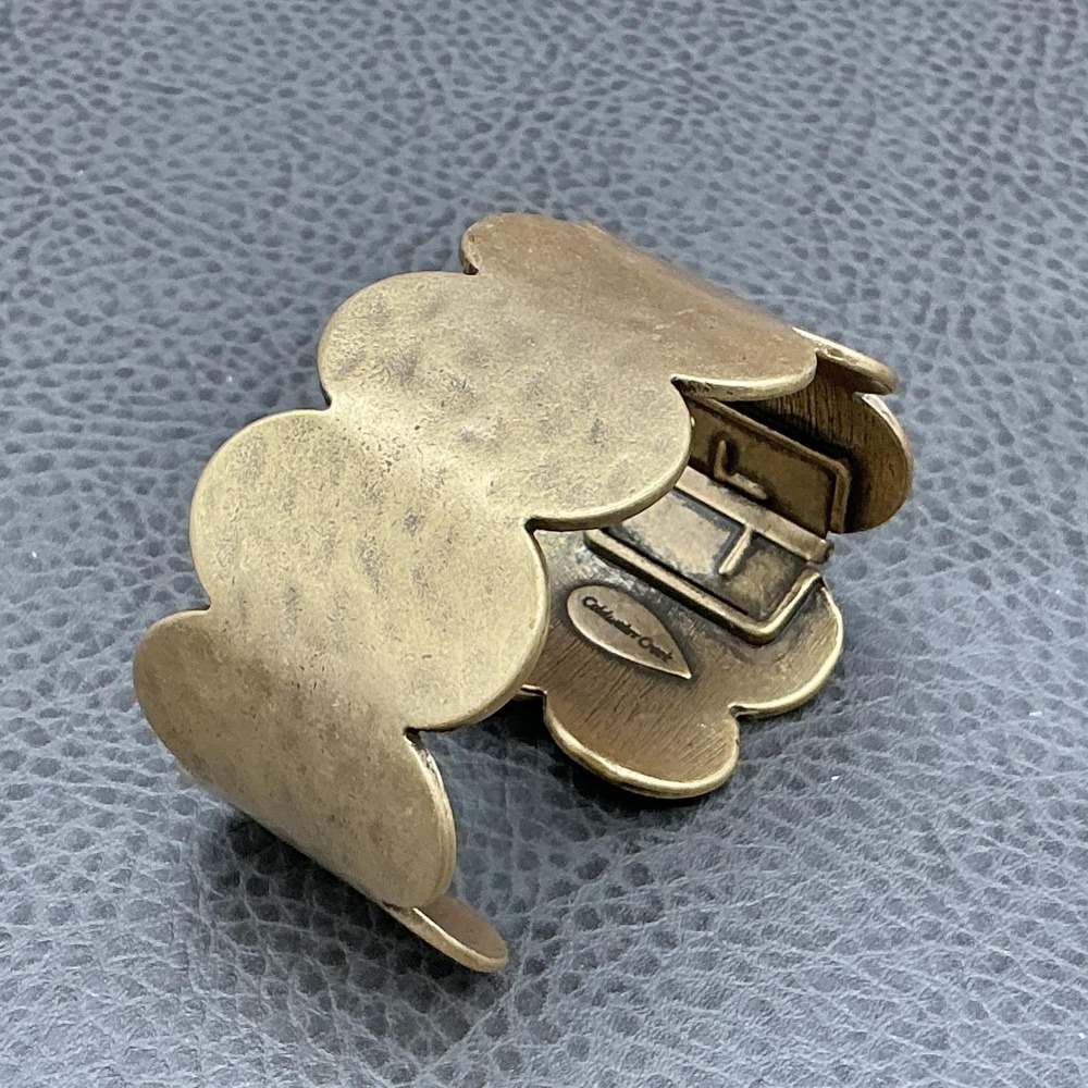 Coldwater Creek Bracelet Gold Tone Scallop Panel Cuff Womens 6.5 In Fashion